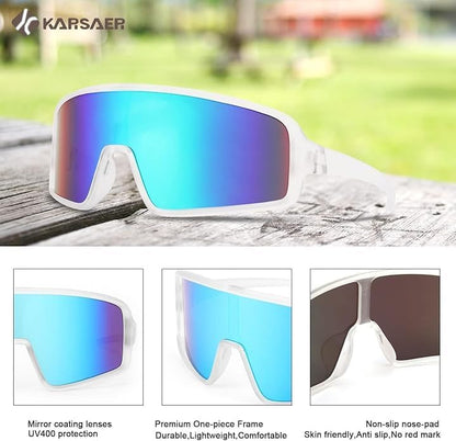 Karsaer Vision Sports Sunglasses Cycling Glasses Baseball Softball Sunglasses Unisex for Adult Youth Kids Boys Girls 8-16