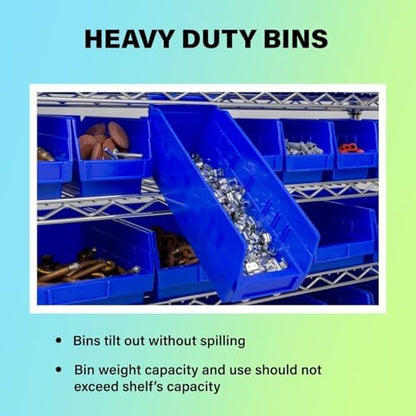 Akro-Mils 30128 Heavy Duty Plastic Shelf Bins, 18"x 4"x 4", Green, 12-Pack
