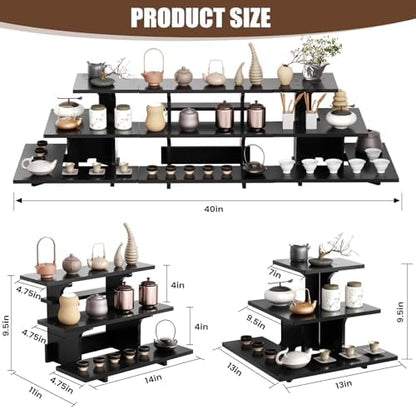 3 Tier Vendor Display Stand, Black PVC Shelves for Craft Fairs & Markets