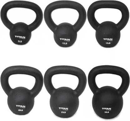 Titan Fitness Cast Iron Kettlebell 150 lb. Set 5 10 15 20 25 30 pounds