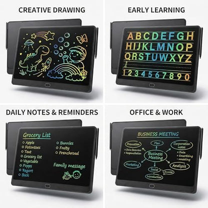 16 Inch LCD Writing Tablet 2 Pack, Large Electronic Notepad Reusable Digital Memo Board Erasabl Tablet(Black)