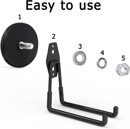 Large Strong Magnetic Hooks,Heavy Duty Magnet Hook, Black Magnetic Garage Hook for Metal Cabinet Pegboard Garage Warehouse Shelve,Heavy Duty Storage Magnetic Utility Hooks (2 Pack)