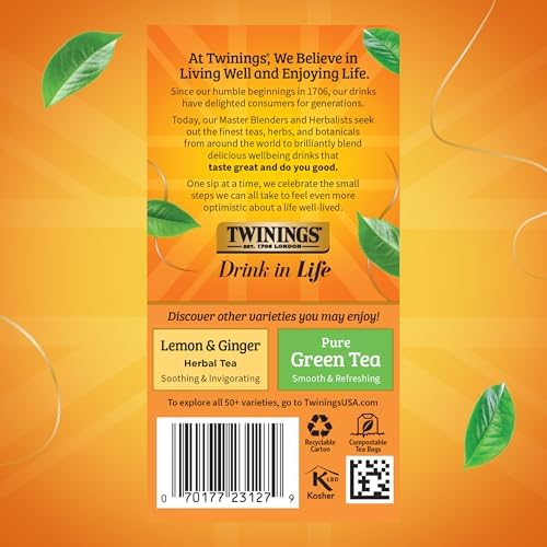 Twinings Honeybush, Mandarin & Orange Herbal Tea Bags, 20 CT Box (1 Pack)