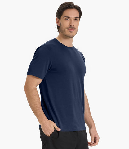 BAMBOO COOL Men's Crewneck T-Shirts Short Sleeve Heavy Weight Tees Athletic Casual Basic T Shirt