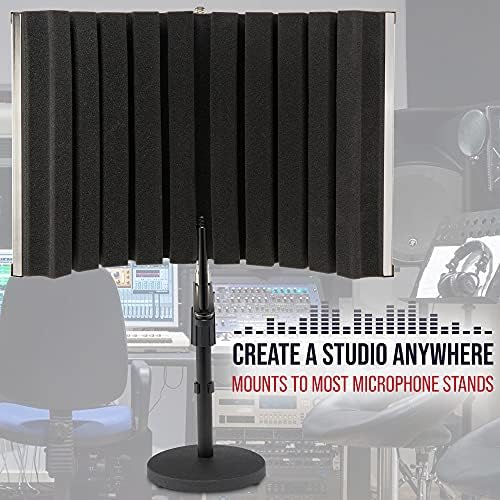 LyxPro VRI-30 Sound Absorbing and Vocal Booth Recording Microphone Isolation Shield Panel for Home Office and Studio Portable & Foldable Stand Mount Adjustable