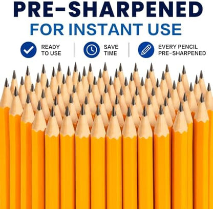 Pre-Sharpened Pencils Bulk Wood-Cased #2 HB Pencils 200 Count 24 Sharpeners