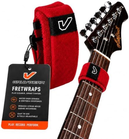 Gruv Gear Fret Wrap & Guitar Mute, Fretwrap for Acoustic, Electric & Bass | String Dampener Recording, Tapping & Practice Accessory (1 Pack, Extra Large Red, Fits 7-12 String Bass, Extended Guitar