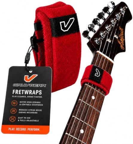Gruv Gear Fret Wrap & Guitar Mute, Fretwrap for Acoustic, Electric & Bass | String Dampener Recording, Tapping & Practice Accessory (1 Pack, Small Red, Fits 4 String Bass, 6 String Guitar)