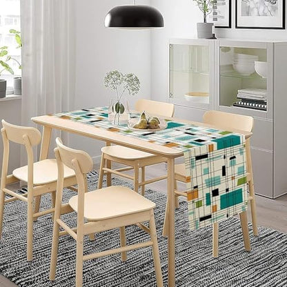 Mid Century Geometric Table Runner,Table Runners for Kitchen Dining Modern Tables Decor Decoration for Kitchen Family Dinner Table Holiday Party 13 x 90 Inch