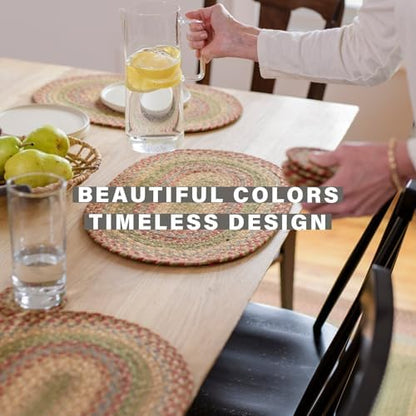 Homespice Azalea Jute Braided Placemats, Oval 13x19 Set of 6