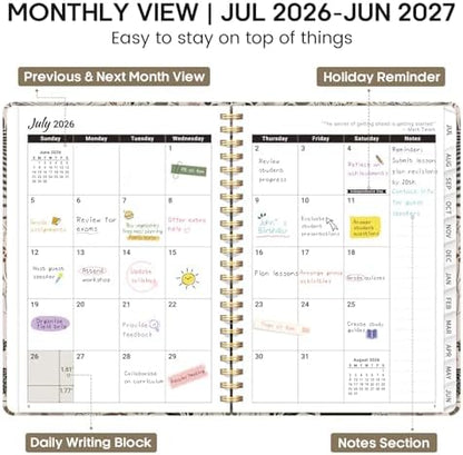 Planner 2026-2027, Weekly & Monthly Academic Calendar, Jul 2026 – Jun 2027