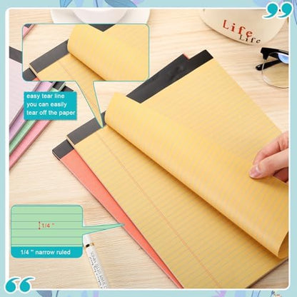 Fuutreo 8 Pcs Legal Pads 8.5 x 11 Colored Note Pads, Candy Color