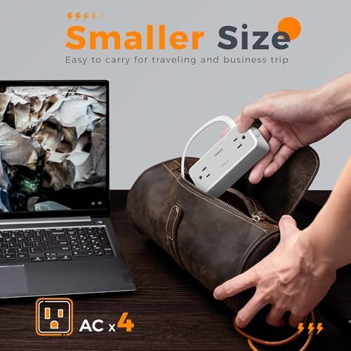 TESSAN Extension Cord 10 FT, Power Strip with 900J Surge Protection, Grey