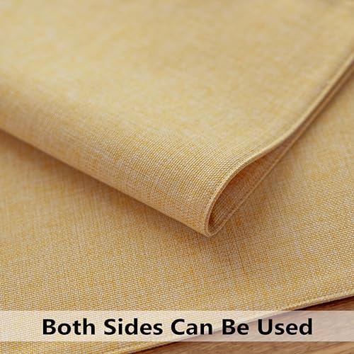 Demetex Placemats Set of 6 Yellow Linen Table Mats Heat Resistant Cloth Place Mats for Dining Room Kitchen Tables, Yellow
