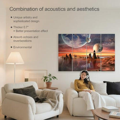 UMIACOUSTICS 8 Pcs 0.7Inch Thick Art Acoustic Panels Twice Thicker to other 0.35 Inch,Total 47.2” x 31.5” Decorative Acoustical Wall Panels for Home, Office, Hotel, Stars Shine-Brightly