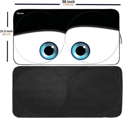 Gven- The Original Patented Car Eyes Windshield Sun Shade 2025 Windshield Cover Automotive Interior Sun Protection Front Windshield Sun Visor Protector Blocks UV Rays Keep Your Vehicle Cool (Black, S)
