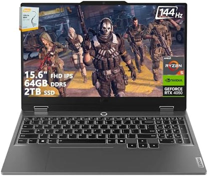 Lenovo LOQ Gaming Laptop | 15.6" FHD IPS 144Hz (100% sRGB G-SYNC) | AMD Ryzen 5 7235HS | 64GB DDR5 2TB SSD | NVIDIA GeForce RTX 4050 6GB | Backlit Wi-Fi 6 Privacy Camera Win11 w/DLCA Accessory