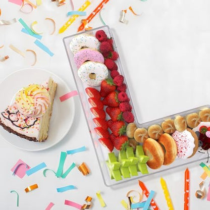13.8" Extra Large Acrylic Letter Charcuterie Board Box, Reusable Fillable Letter Cake Candy Dish Display Serving Tray for Birthday Anniversary Party Decoration (L)