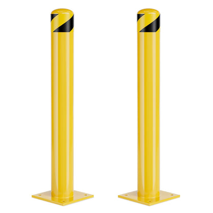 Safety Bollard Post, 36 Inch Height Steel Bollards, 4.5 Inch Diameter Parking Bollard, Yellow Powder Coated Safety Parking Barrier Post, for Traffic Sensitive Areas (2 Pack, 42 inch)