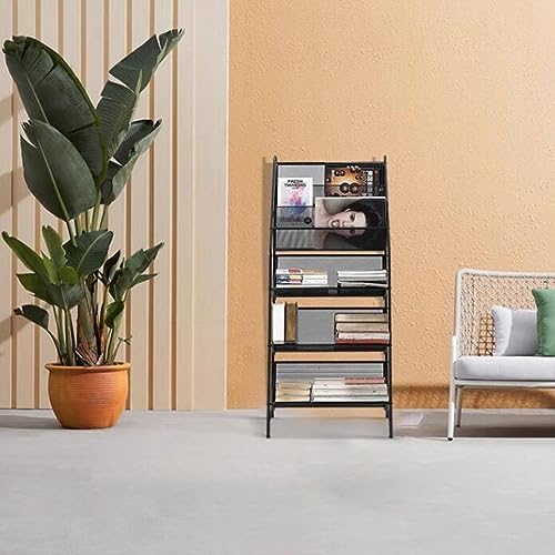 zktoermn Metal Storage Shelves Book, Newspaper, Magazine Storage Rack Storage Shelving Unit Organizer for Laundry Kitchen Bathroom Pantry Closet (Color : Black, Size : 55x28x115cm)