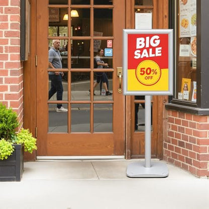 Heavy Duty Pedestal Sign Holder, 11"x17" Sign Stand Outdoor Indoor