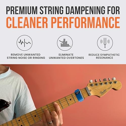 Gruv Gear Fret Wrap & Guitar Mute, Fretwrap for Acoustic, Electric & Bass | String Dampener Recording, Tapping & Practice Accessory (3 Pack, Large Blue, Fits 6 String Bass, 8 String Guitar)