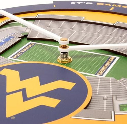 YouTheFan NCAA West Virginia Mountaineers StadiumView 3D Wall Clock