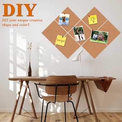 Square Felt Cork Bulletin Board Tiles, Self Adhesive DIY Felt Pin Board for Wall 30" x 20" with 35 Pushpins for Office School Home Wall Decor Stickers Memos Photos Display (Deep Camel)