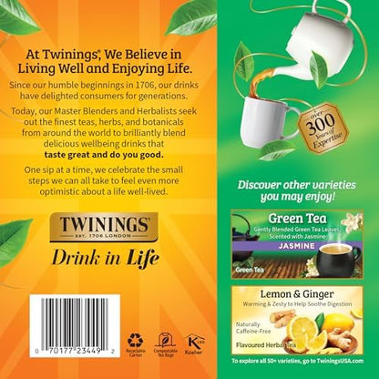 Twinings Pure Green Tea, Caffeinated, Tea Bags, 100 CT Box (1 Pack)