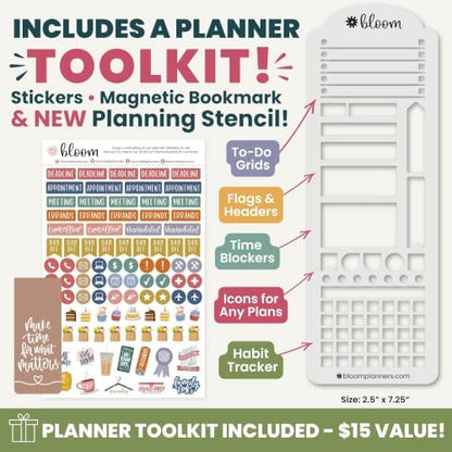 bloom daily planners 2027 Planner (January - December 2027) - Weekly & Monthly Softcover Planner for Women - Calendar Year Inspirational Agenda Book with Stickers - 5.5" x 8.25" - Simply Spotted