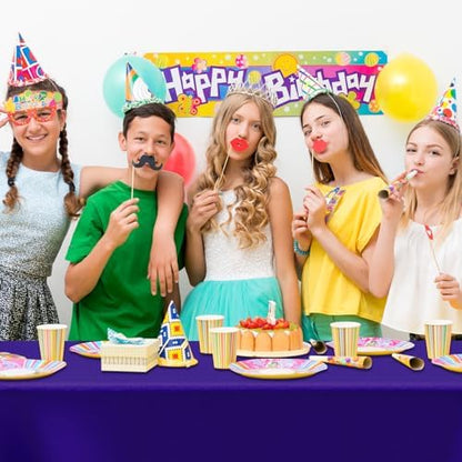 CXPSINC 54 Inch X 100 Feet Plastic Table Cover Roll Disposable Tablecloth with Slide Cutter for All Type/Shape Tables | Party, Banquet, Birthdays, Weddings(Dark Purple, 100 Feet)