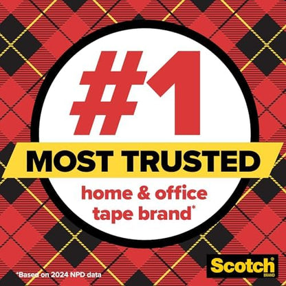 Scotch Transparent Tape, 2 Rolls, 1/2 x 2592 Inches, Classic Glossy-Finish, Boxed (Pack of 12)