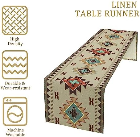 Aztec Southwest Table Runner,Ethnic Geometric Table Runners Dresser Scarves Table Setting Decor for Garden Farmhouse Wedding Party Holiday Dinner Home 13x36 Inch
