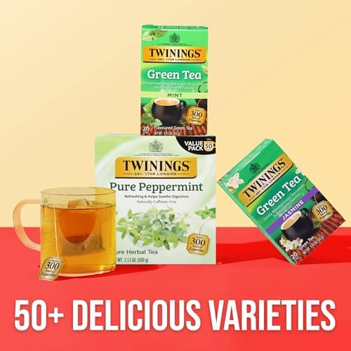 Twinings Green Tea with Mint, Caffeinated Tea Bags, 20 CT Box (1 Pack)