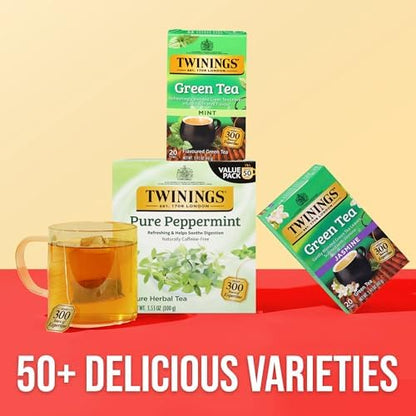 Twinings Green Tea with Mint, Caffeinated Tea Bags, 20 CT Box (1 Pack)