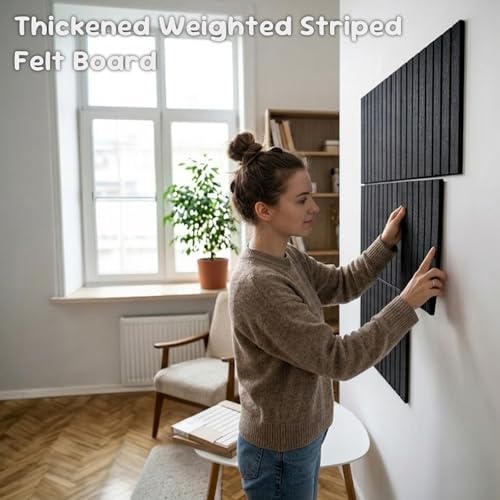 Large Felt Bulletin Board with Self-Adhesive | 12 Pack 48"x36" Cork Board Alternative | Notice Boards with 35 Pushpins, Secure and Easy to Install, Home Office Decor Classroom Decor - Black