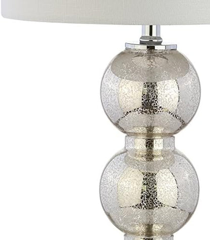 JONATHAN Y Bella 27" Glass Table Lamp, Mercury Silver/Chrome, Set of 2