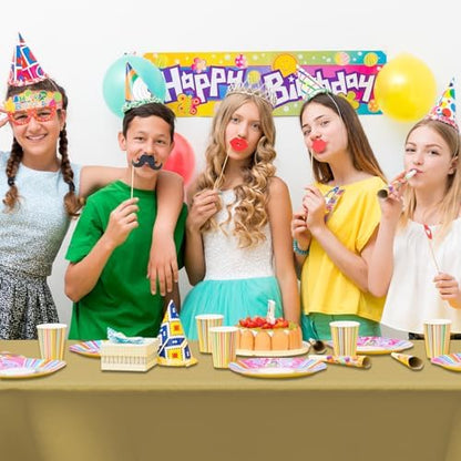 CXPSINC 54 Inch X 300 Feet Plastic Table Cover Roll Disposable Tablecloth with Slide Cutter for All Type/Shape Tables | Party, Banquet, Birthdays, Weddings(Gold, 300 Feet)