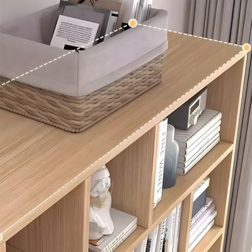 Closed Back Cabinet Wood Standard 9.5'' Wide Bookcase Bookshelf Storage Rack Multi-layered Storage Shelf Cabinet Display Unit Integrated Against the Wall Natural/White 47.2"L x 9.4"W x 70.9"H
