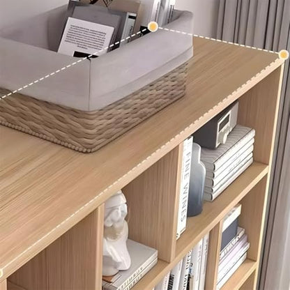 Closed Back Cabinet Wood Standard 9.5'' Wide Bookcase Bookshelf Storage Rack Multi-layered Storage Shelf Cabinet Display Unit Integrated Against the Wall Natural/White 47.2"L x 9.4"W x 70.9"H
