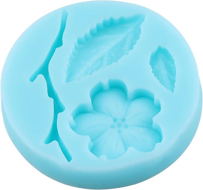 Peach Blossom Fondant Molds Plant Flowers Leaf Silicone Mold for Cake Decorating Cupcake Topper Chocolate Candy Gum Paste Polymer Clay