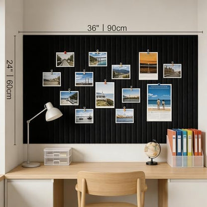 Large Felt Bulletin Board with Self-Adhesive | 6 Pack 36"x24" Cork Board Alternative | Notice Boards with 35 Pushpins, Secure and Easy to Install, Home Office Decor Classroom Decor - Black