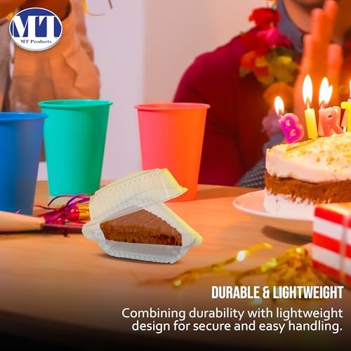 MT Products Plastic Cake Slice Containers – Medium Deep Cheesecake & Pie Slice Food Clear Containers (Pack of 20) – Made in the USA