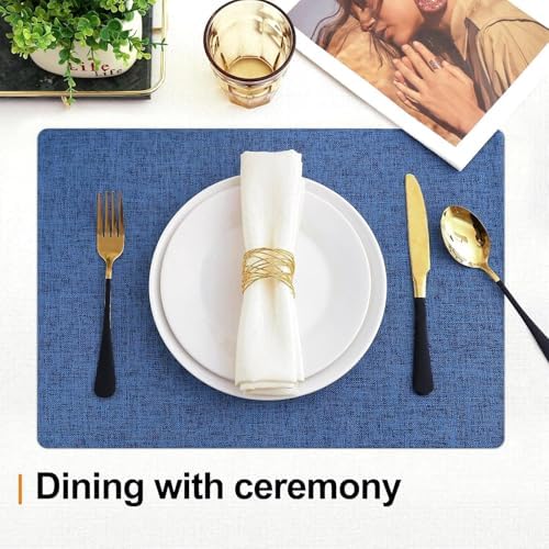 Homaxy Cloths Placemats for Dining Table Set of 8, 13" x 18", Blue