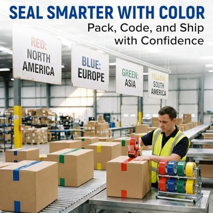 3" x 110 Yards Blue Packing Tape, 4 Rolls - 2.0 Mil Carton Sealing Tape
