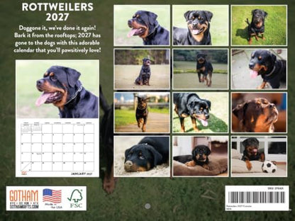 Rottweiler Calendar 2027 Monthly Wall Calender 12 Month