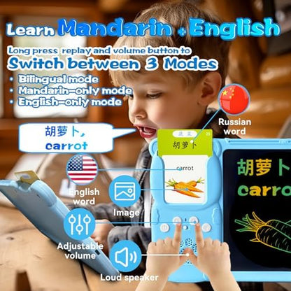 Writing Drawing Tablet with Talking Flash Cards - Chinese Blue