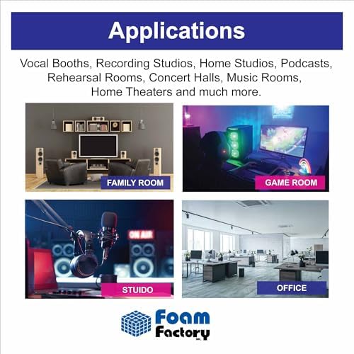 Foam Factory Inc 24 Pack Color Acoustic Foam Panel Studio Soundproofing Wedge Wall Tiles 12” X 12” X 2” (Orange)