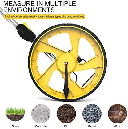Zozen Measuring Wheel in Feet and Inches, Mechanical/Double Collapsible/One Key to Reset/Kickstand to Keep Stand/Starting Point Arrow and Cloth Carrying Bag, 0-9,999 Ft Measure Wheel. (Pack of 2)