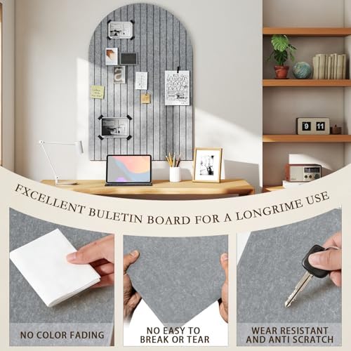 JBER Arched Cork Board Alternative 36" x 24", 6 Pack, Light Gray